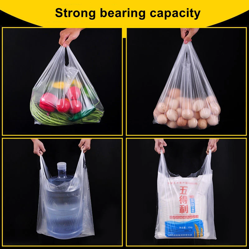 StoBag 500Gram/Lot Transparent White Plastic Vest Bag Handle Household Disposable Thick Food Rubbish Packaging Portable Takeaway