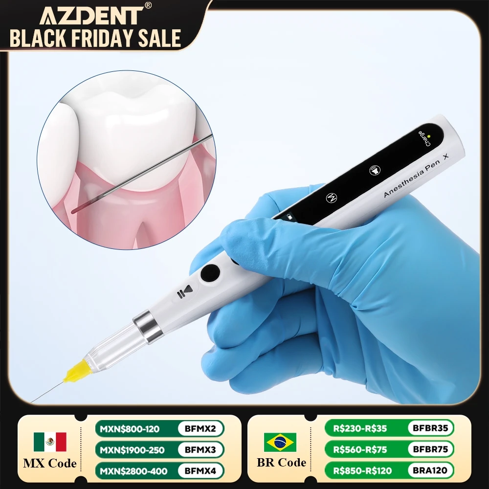 Dental Professional Painless Oral Anesthesia Device Booster AZDENT Injector Portable with Boosting pipes LCD Display for Dentist