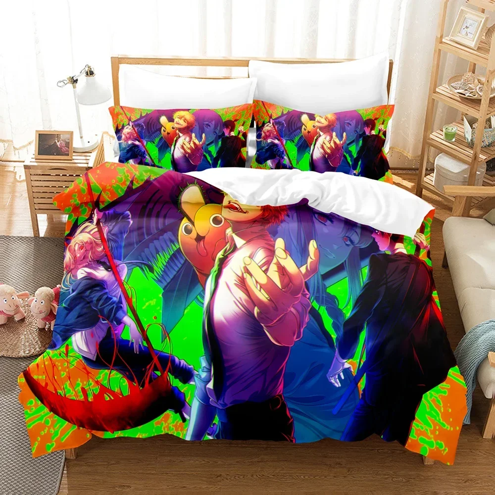 3D Printed Anime Chainsaw Man Bedding Set Makima Duvet Cover 3Pcs Cover Single Twin Quilt Bedclothes Cover Home Textile