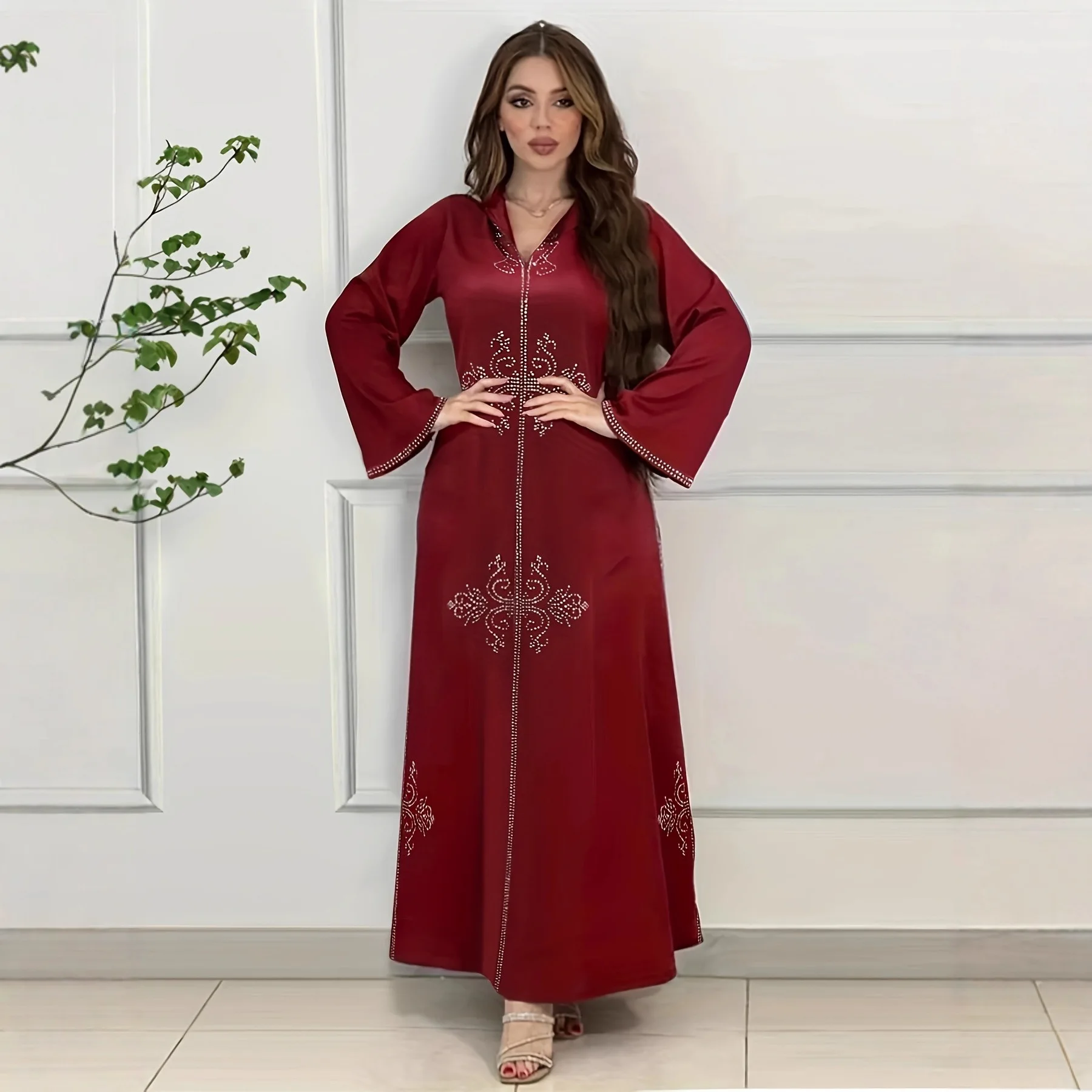 Vestido Abaya para Eid, Vestidos con Capucha para Mujer, Vestidos con Diamantes, Jalabiya, Ramadán, Musulmán, Dubái, Abayas, Kaftan, Islam, Fajas, Túnica Larga Árabe