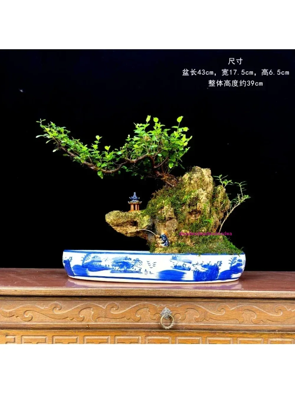 

Small leaf sparrow plum stump shape rockery bonsai plant old stump office living room green plant desktop potted ornament