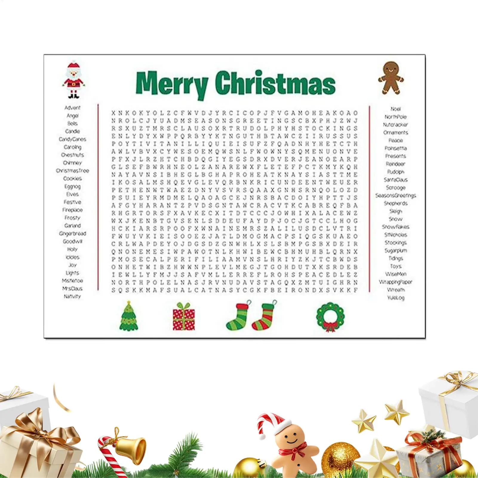 New Giant Word Search Poster 36x24 Inch Fun Interactive Activity Giant Christmas Activity Poster For Adults Seniors Bathroom Kid