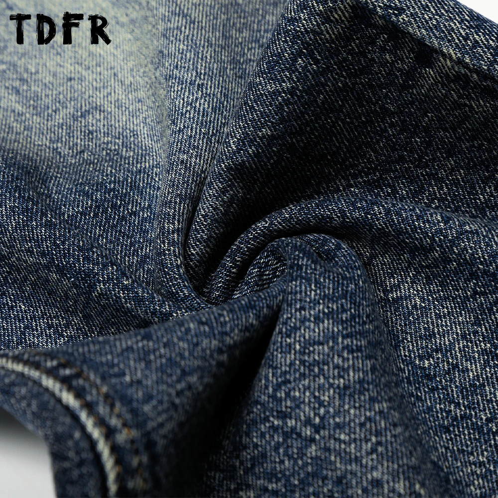 Whiskered  Washed Out Distressed Jeans Mens Retro Casual Baggy Loose Flare Denim Pants Man