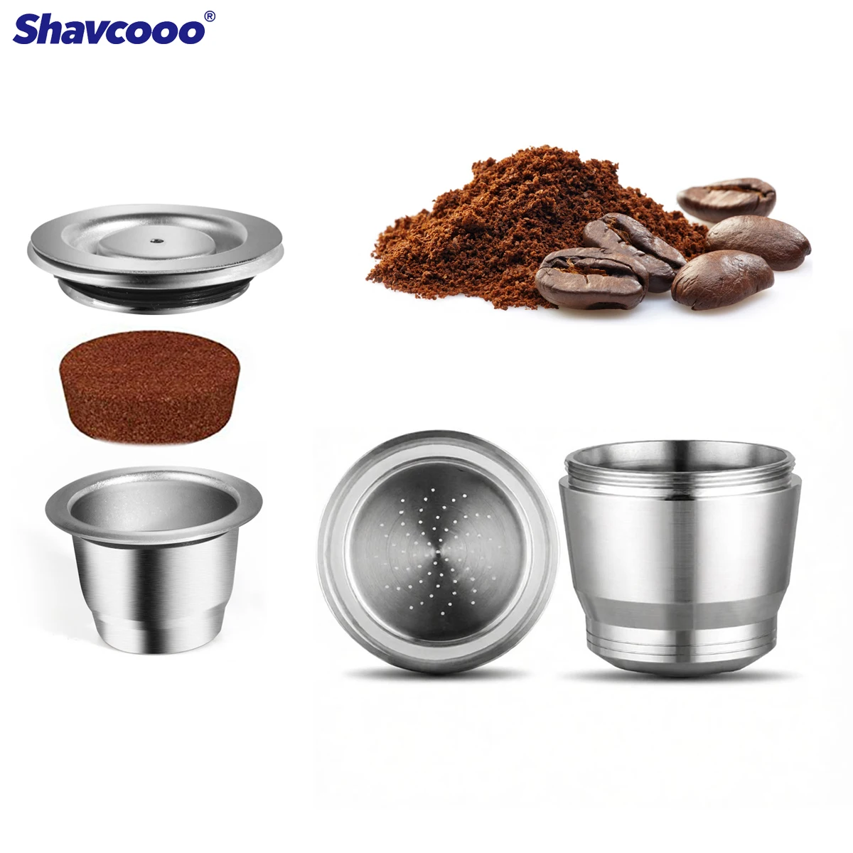 Stainless Steel Reusable Coffee Capsules Thread Open & Close Refillable Capsules Filter Pods for Nespresso OriginalLine Machines