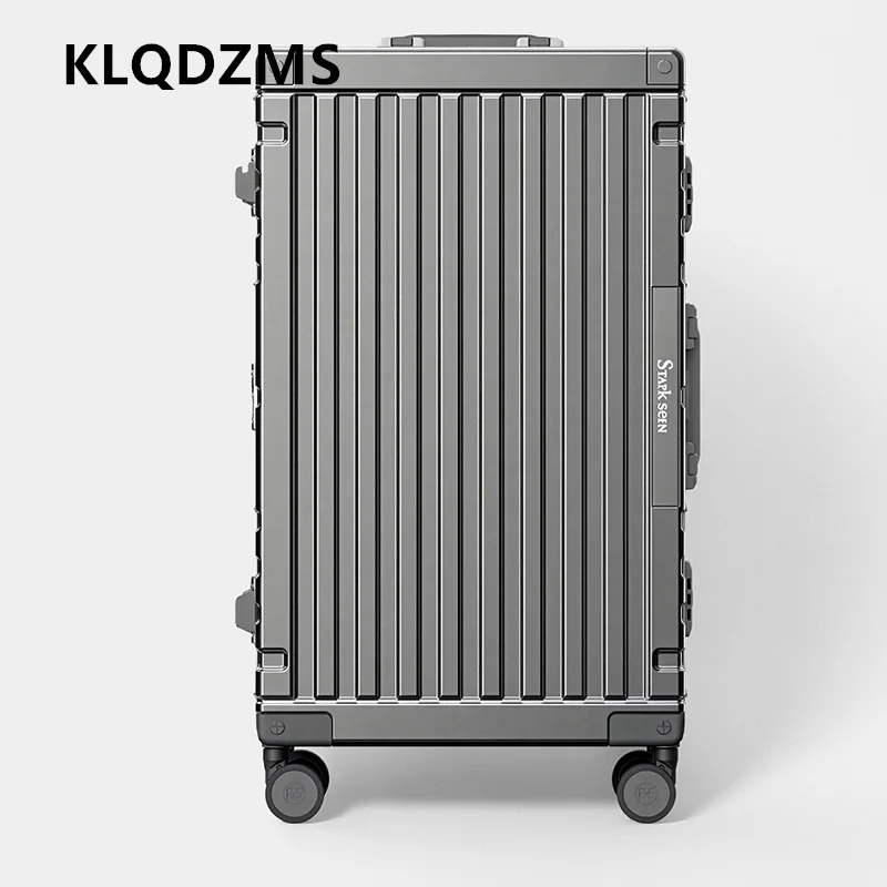KLQDZMS High Quality Suitcase Aluminum Frame Boarding Box Large Capacity Trolley Case Thickened 20"24"26"28"30 Inch Luggage