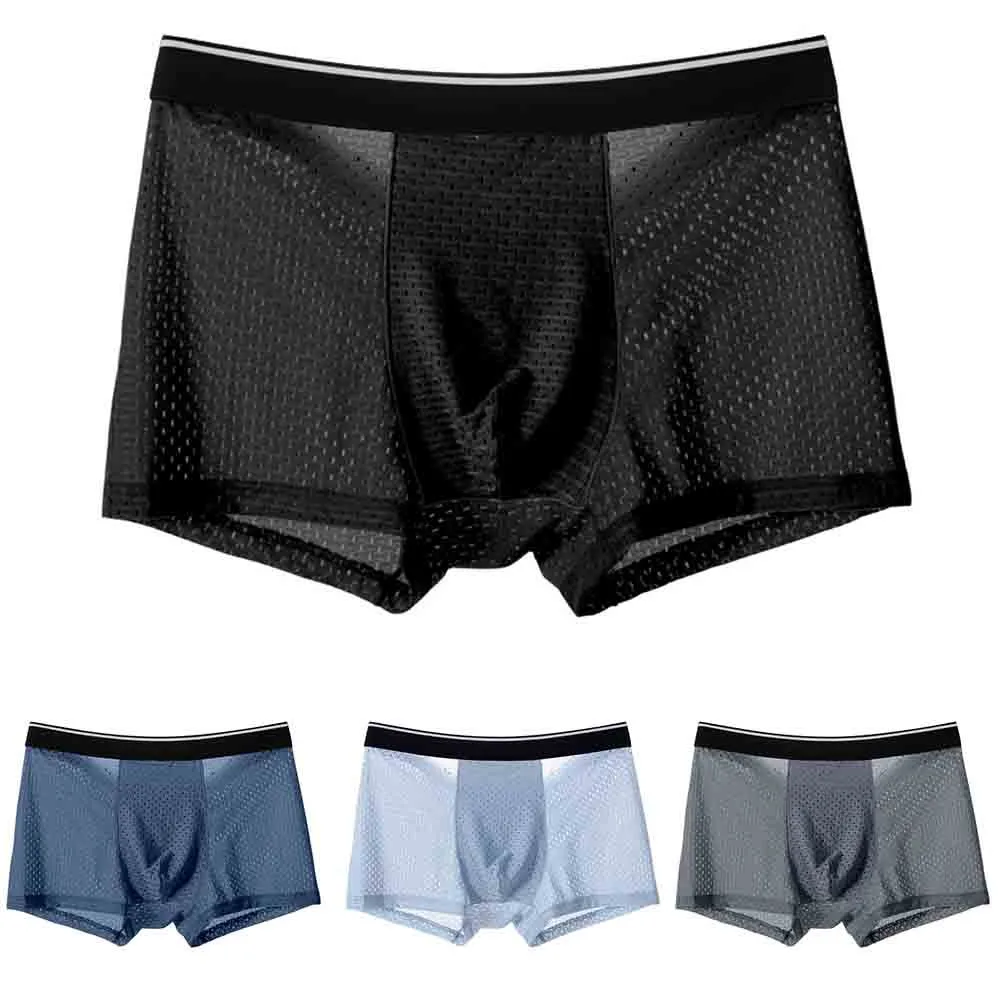 

Men Ice Silk Underwear Mesh Transparent Briefs Panties Sexy Breathableshorts Men Flats Ropa Interior Hombre