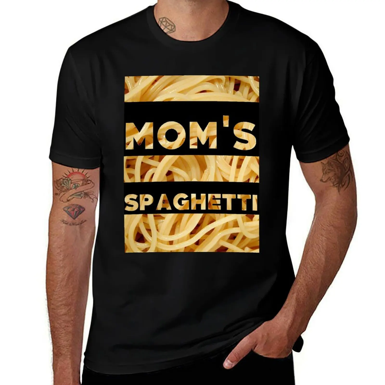 

Mom's Spaghetti Print T-Shirt new edition Luxury man man clothes kawaii clothes Men's t-shirts
