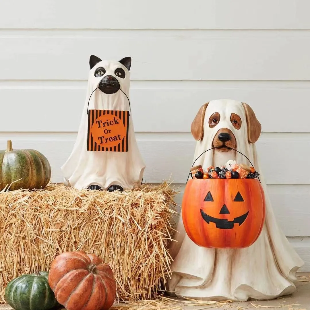 

Halloween Resin Ornaments, Creative Pumpkin, Puppy, Trick-or Treat, Cat, Home, Living Room, Bedroom, Desktop Decoration