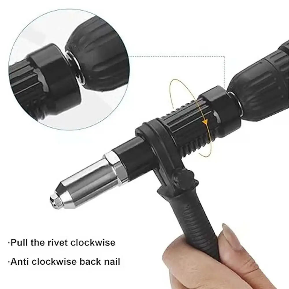 

2.4-4.8 MM Electric Rivet Tool Quick Connect Power Drill Attachment Rivet Tool Adapter 1/4 Inch Hex Shaft High Efficiency
