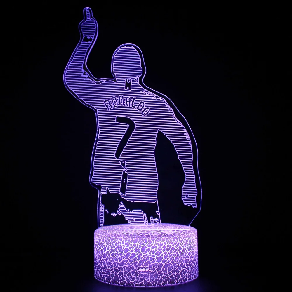 Voetballer Cristiano Nathan Led 3d Nachtlampje 16 Kleuren Variabele Visuele Verlichting Woonkamer Interieur Cadeau Voor Fans