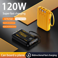 100000mAh 120W Fast Charging Mini Power Bank 4-In-1 Portable Large Capacity Charging Equipment for iPhone Xiaomi Mobile Phone