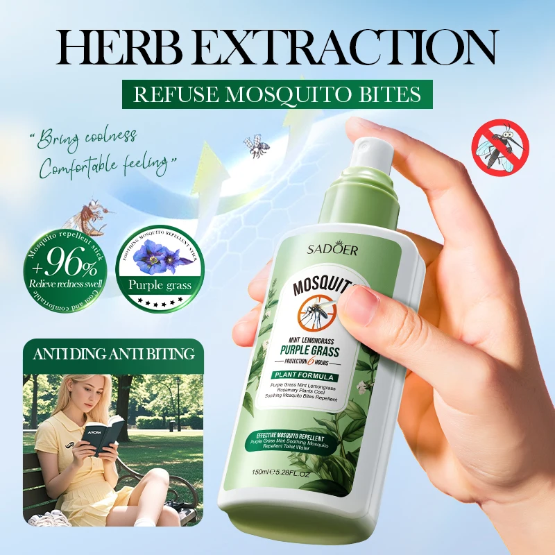 1/2 Pack of Purple Grass Mint Soothing Mosquito Repellent Floral Water to Soothe Skin, Relieve Dryness and Itching, and Alleviate Skin Itching, Providing a Cooling and Soothing Effect, and Repelling Mosquito Bites