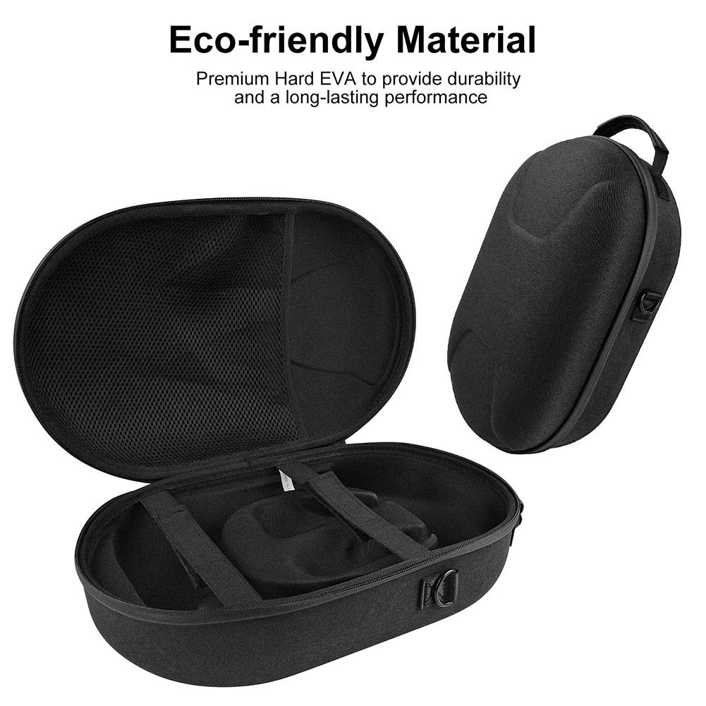 

Дорожный чехол из ЭВА для Meta Quest 3, сумка через плечо, регулируемый плечевой ремень, ударопрочный, устойчивый к царапинам, с сетчатым карманом