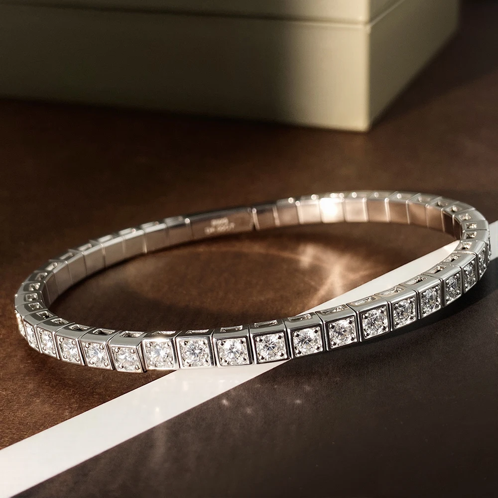 

HORRIPAL 2.5MM Moissanite Bangles For Women 925 sterling Silver GRA Certified Lab Grow Diamond Classic and Timeless Bracelet