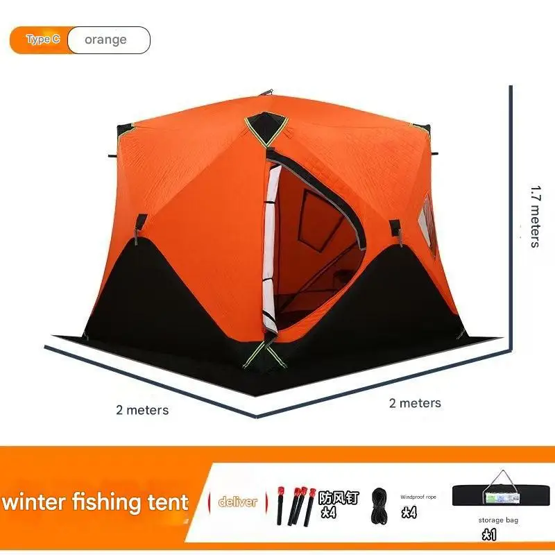 Hexagonal ice fishing tent Thickened warm and cold-proof quick-opening tent Winter fishing camping Ski portable tent