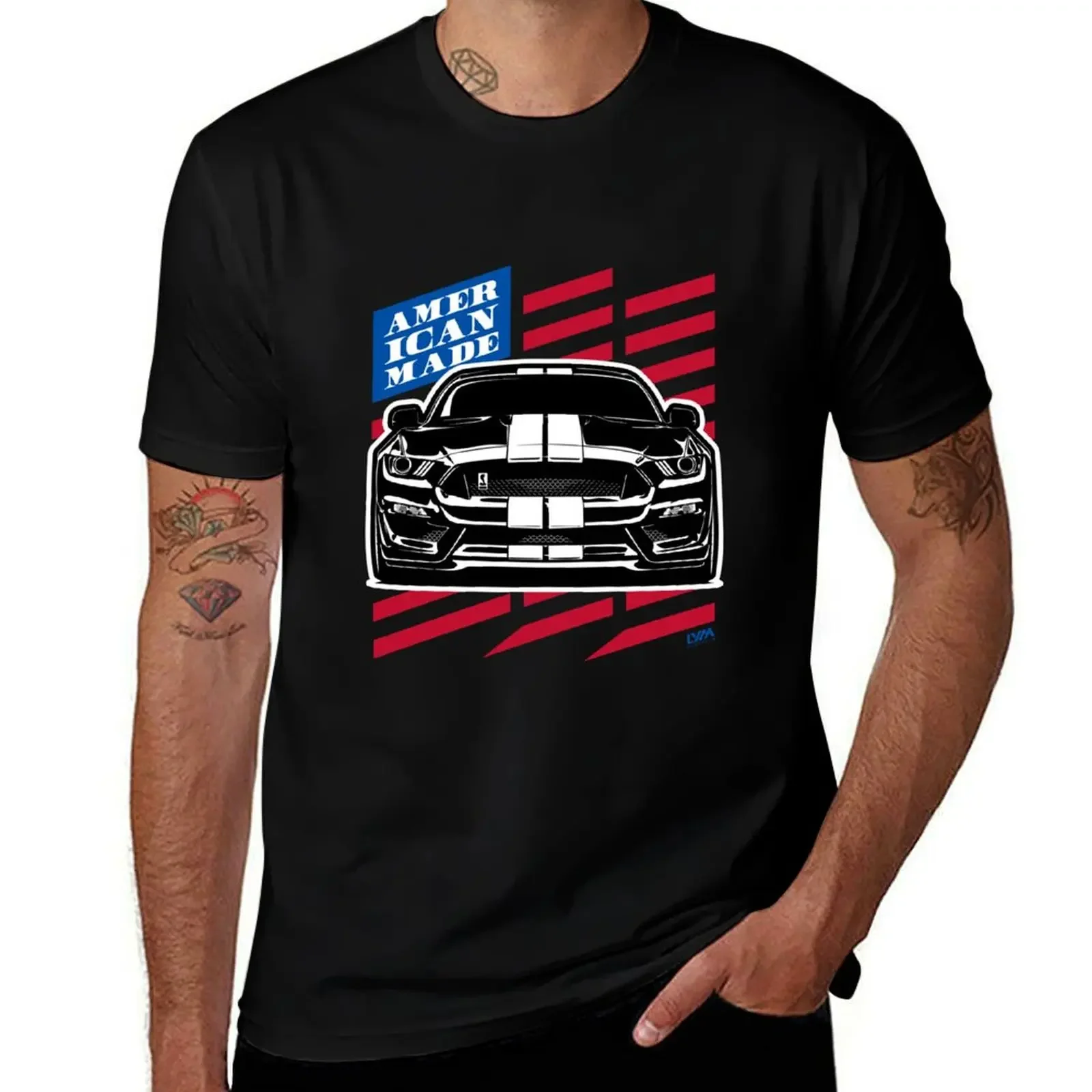 Mustang GT350 American Flag American Made T-Shirt tees customizeds mens t shirt graphic