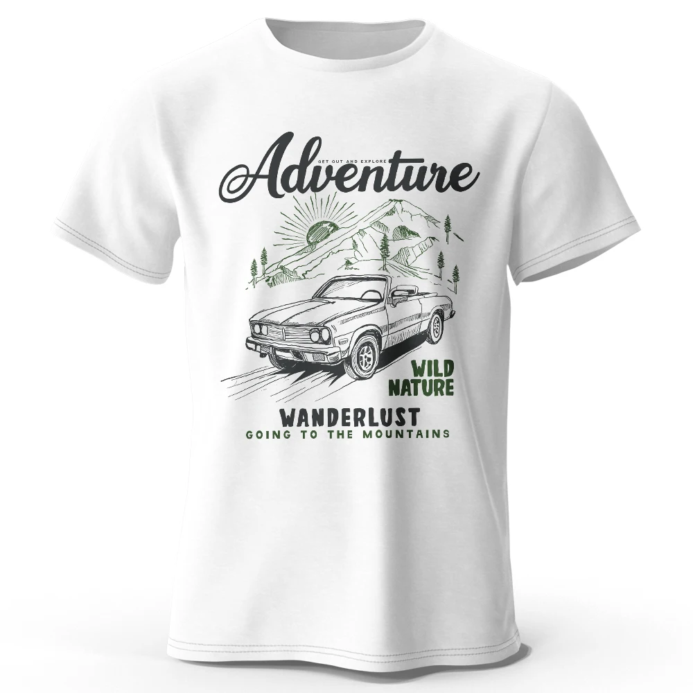 Americana Road Trip Medaille bedruckt Unisex Männer Frauen T-Shirt T-Shirts Tops 100 % Baumwolle Route 66 Grafik Adventure Gear