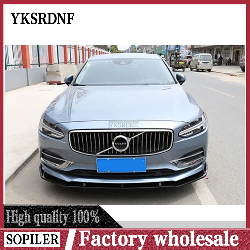 3Pcs For Volvo S90 2016 2017 2018 2019 Car Styling High Quality PP Material Front Spoiler Anterior Front lip Bumper Protector