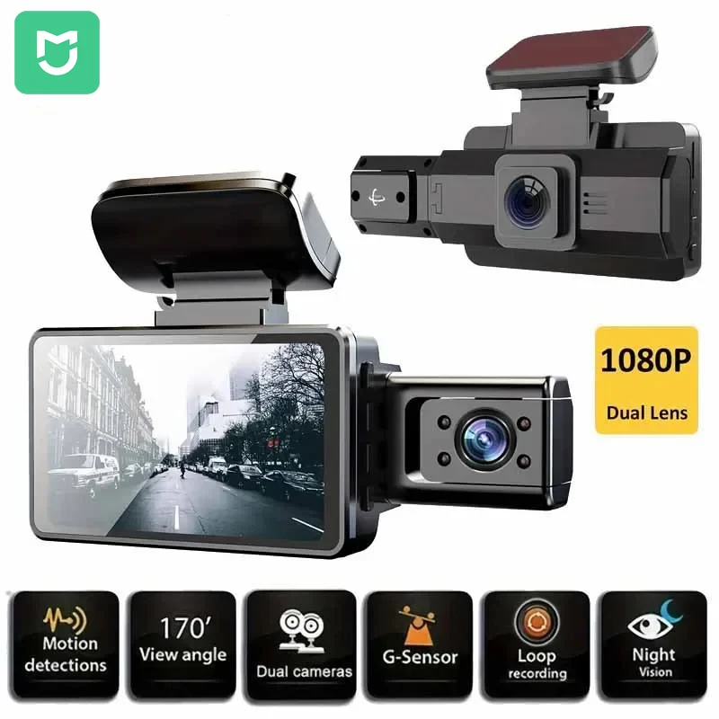 

MIJIA Dash Cam Dual Lens 3.16inch Car DVR Dash Camera Front And Inside 1080P Wide Angle Carbin Black Box