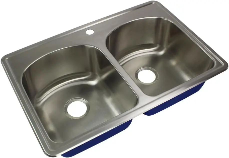 

Stainless Steel Kitchen Sink 33 X 22 X 9 in Brushed Finish with Highlight Rim Superior Undercoating for Added Sound Insulation