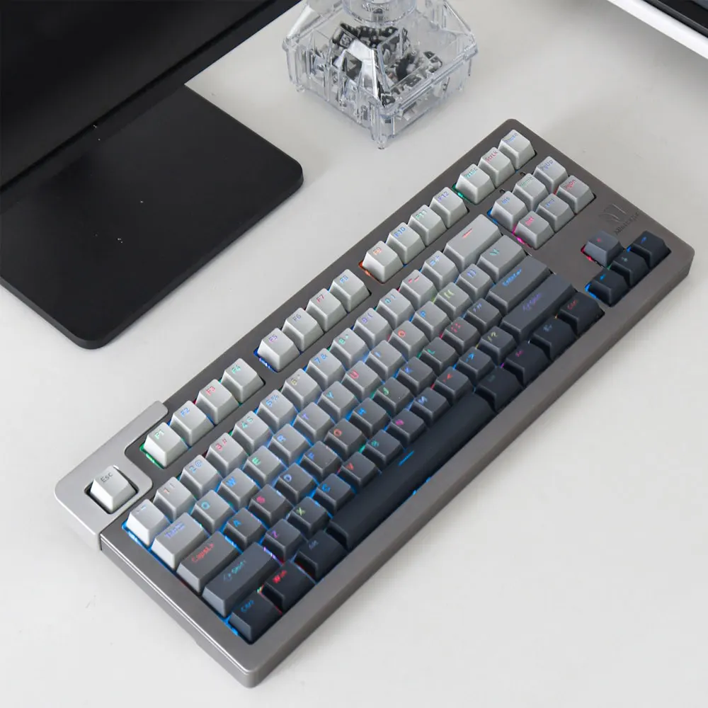 132 Keys Keycaps Gradient Gray Themes OEM Height PBT Thermal Sublimation For 61 68 75 87 104 108 Mechanical Keyboard