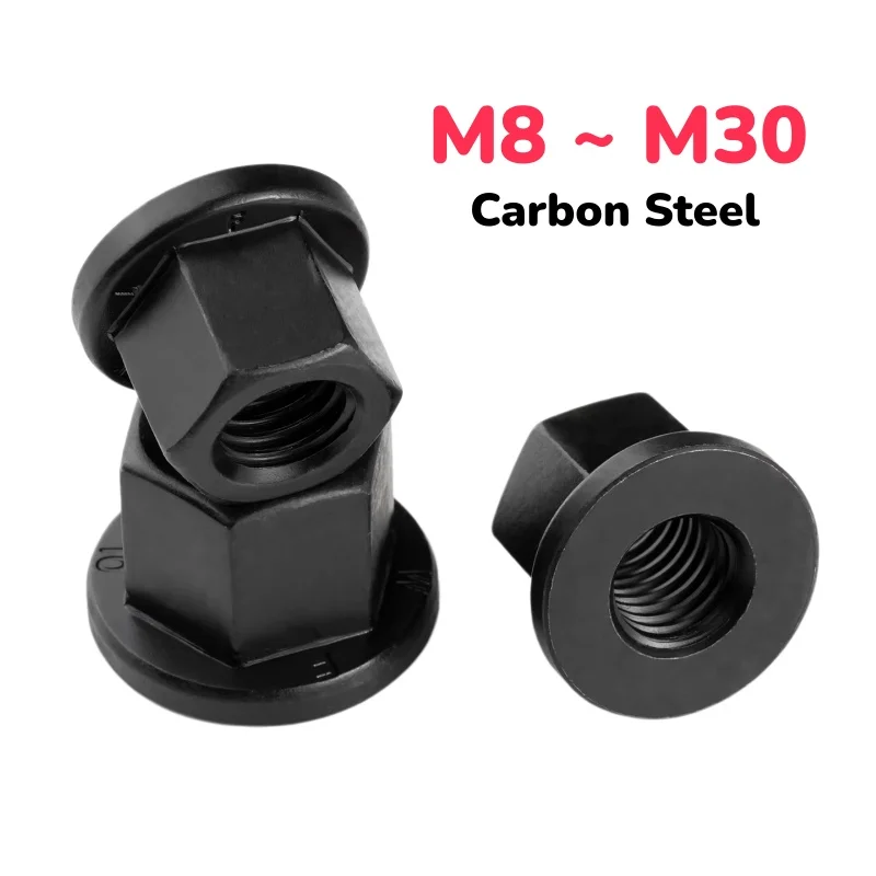 M8 ~ M30 Enlarged High Pressure Plate Nuts Black Carbon Steel Flange Face Hex Hexagon Gasket Nut