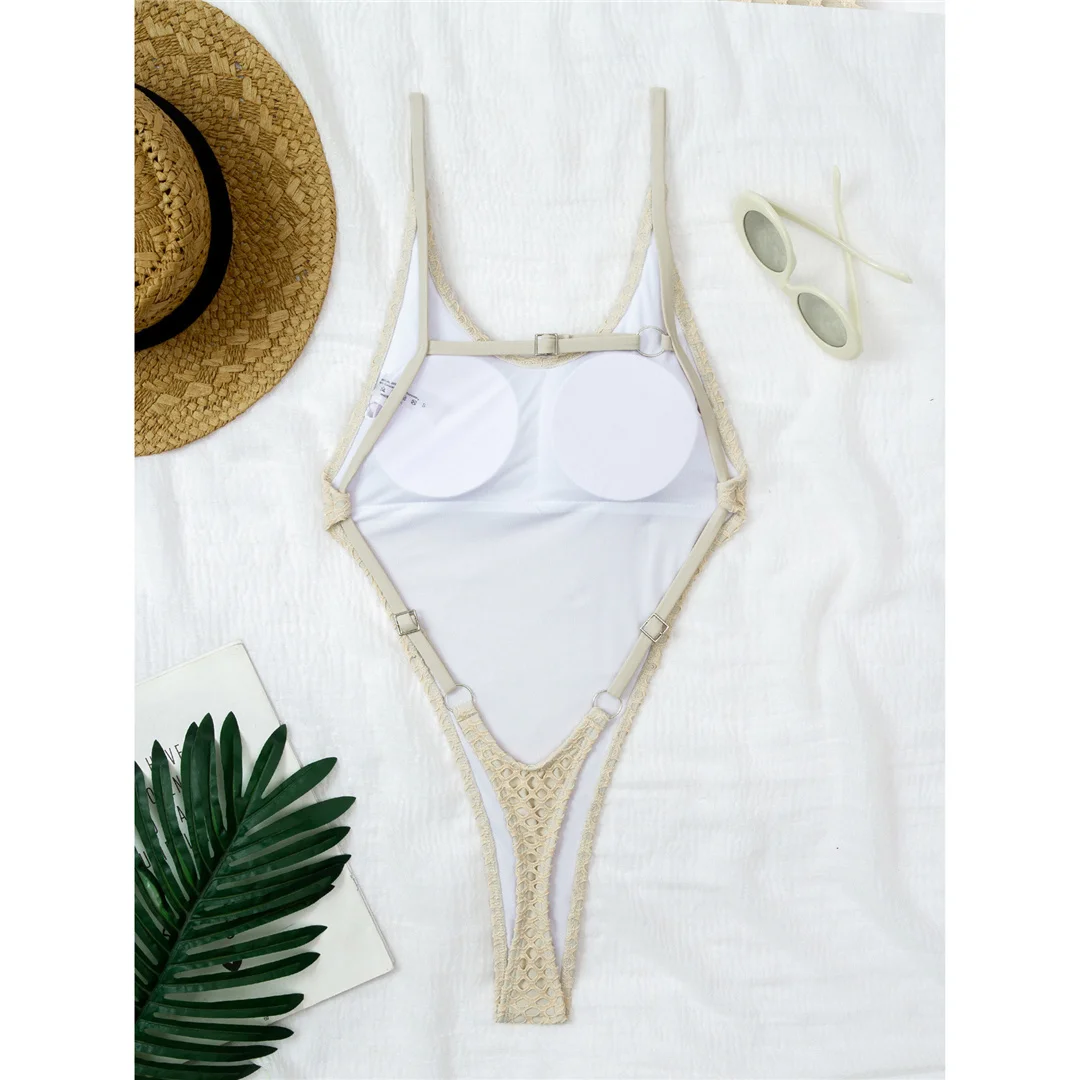 XS - L Scalloped Extreme String Mini Micro Thong Einteiliger Badeanzug Damen Bademode Gepolsterter Badeanzug Badebekleidung V7805 – Detail 7