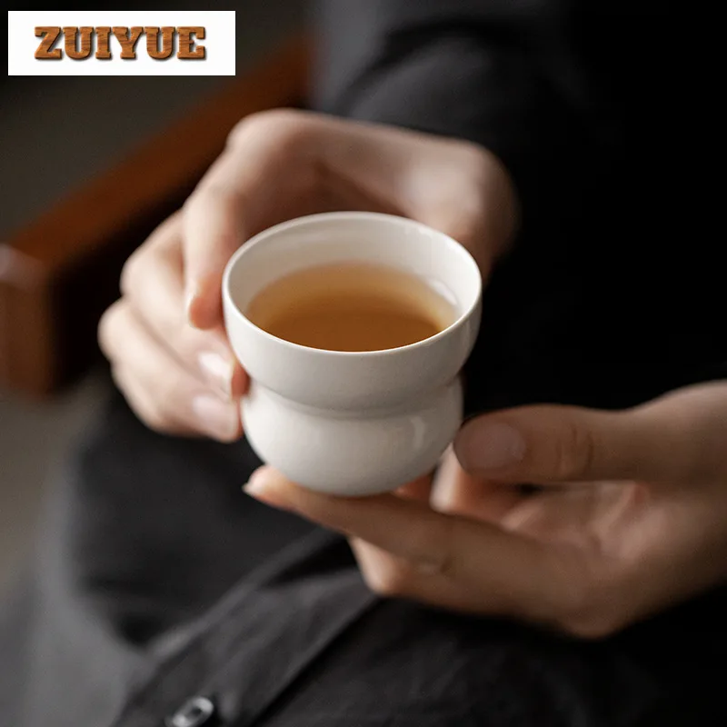 2pc/lot Plant Ash Teacup Handmade Gourd Master Tea Cup Japanese Style Kung Fu Set  Ancient Tea Bowl Chinese Tea Ceremony 80ML image 5