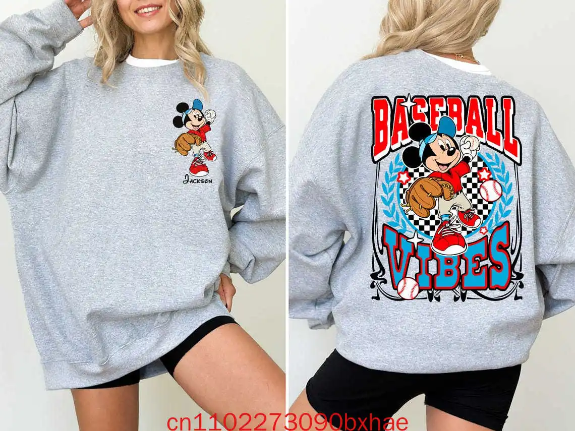 Chemise de Baseball Mickey Vibes, chemise de Baseball personnalisée Disney, sweat-shirt pour amoureux du Baseball, chemise de joueur d'équipe de Baseball
