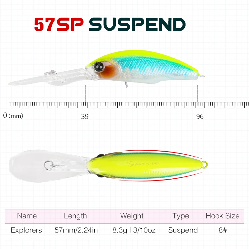 Tsurinoya 57SP Minnow – Señuelo suspending lubina lucio - imagen 3