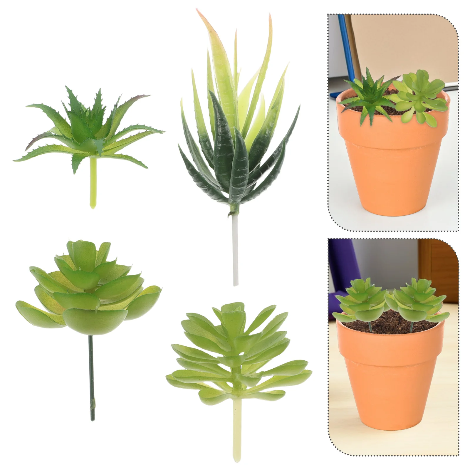 6pcs Artificial Succulents Plants Mini Plastic Potted Succulents Decorative Faux Small Plant Cute Miniature Greenery Ornaments - Image 6
