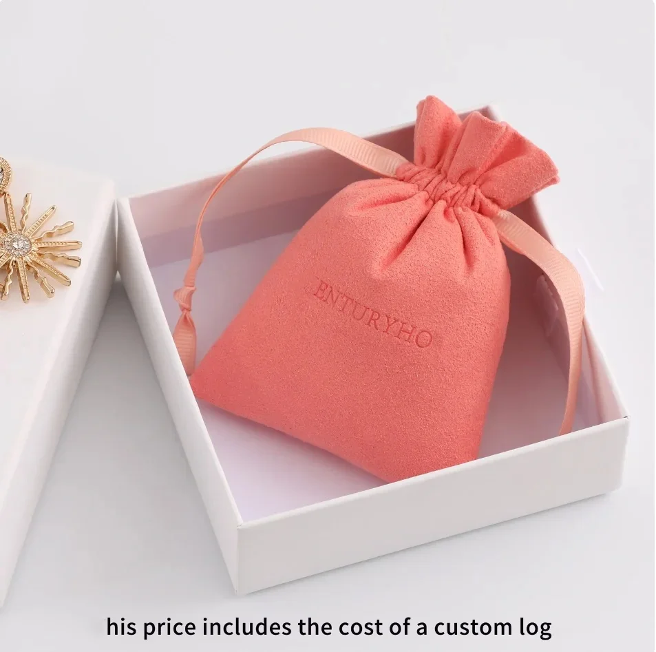 

50 pink microfiber personalized color logo drawstring bags custom bags jewelry bags necklace bags packaging bags