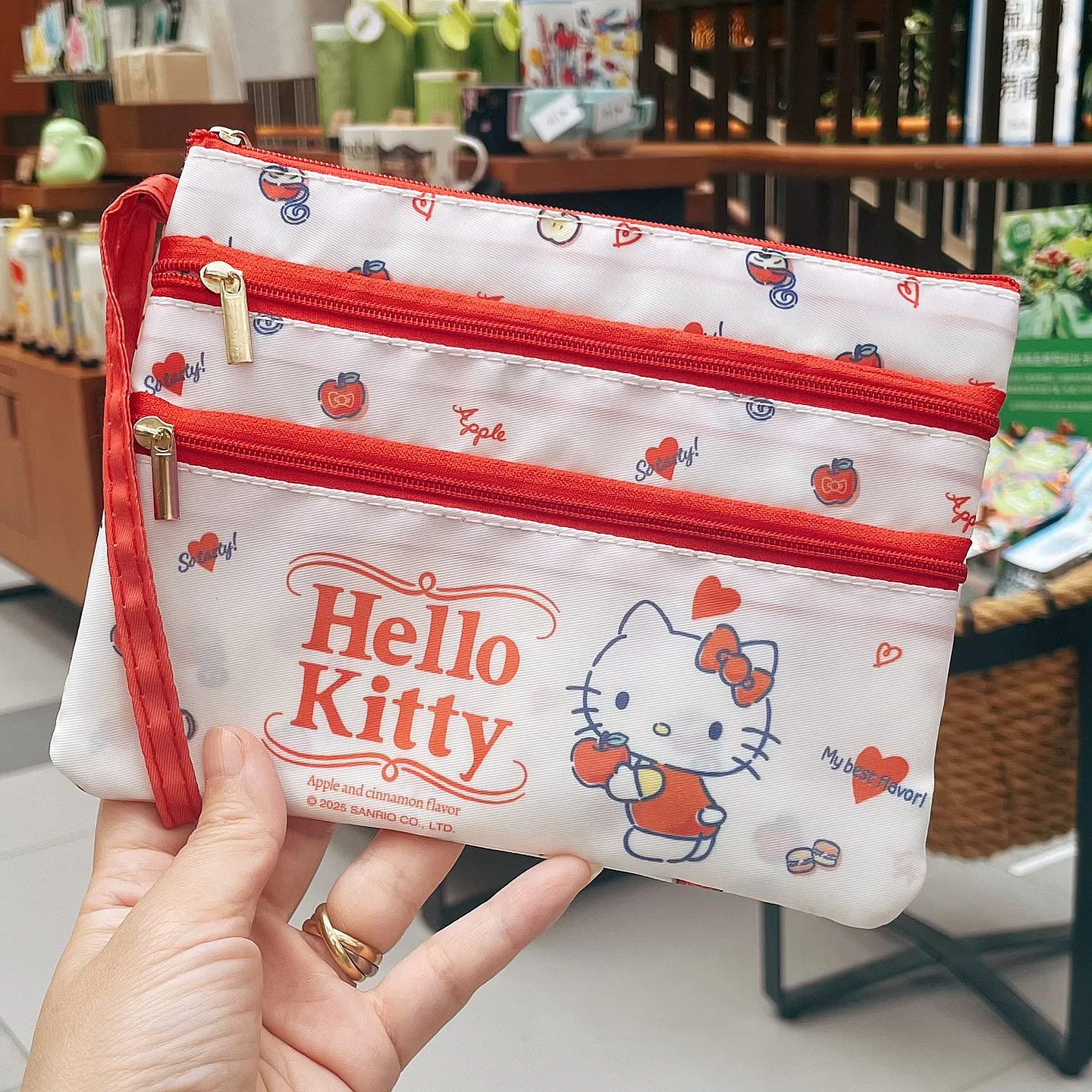 

sanrio three-layer zipper multi-functional makeup bag hello kitty my melody cute certificate storage bag pencil Passport holder