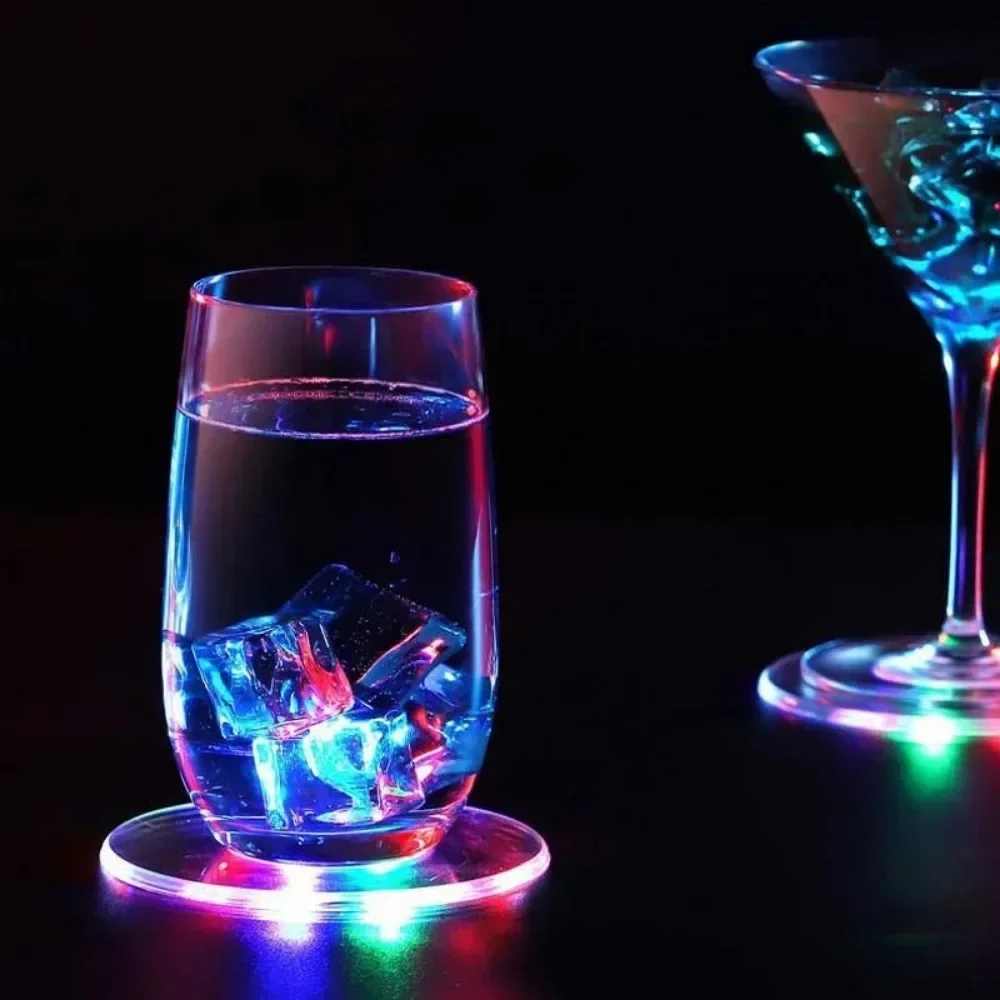 LED Tableware Mat Cup Luminous Sticker Colorful Flashing Bottle Sticker Light-emitting Coaster Stall Bar Light Ring Light