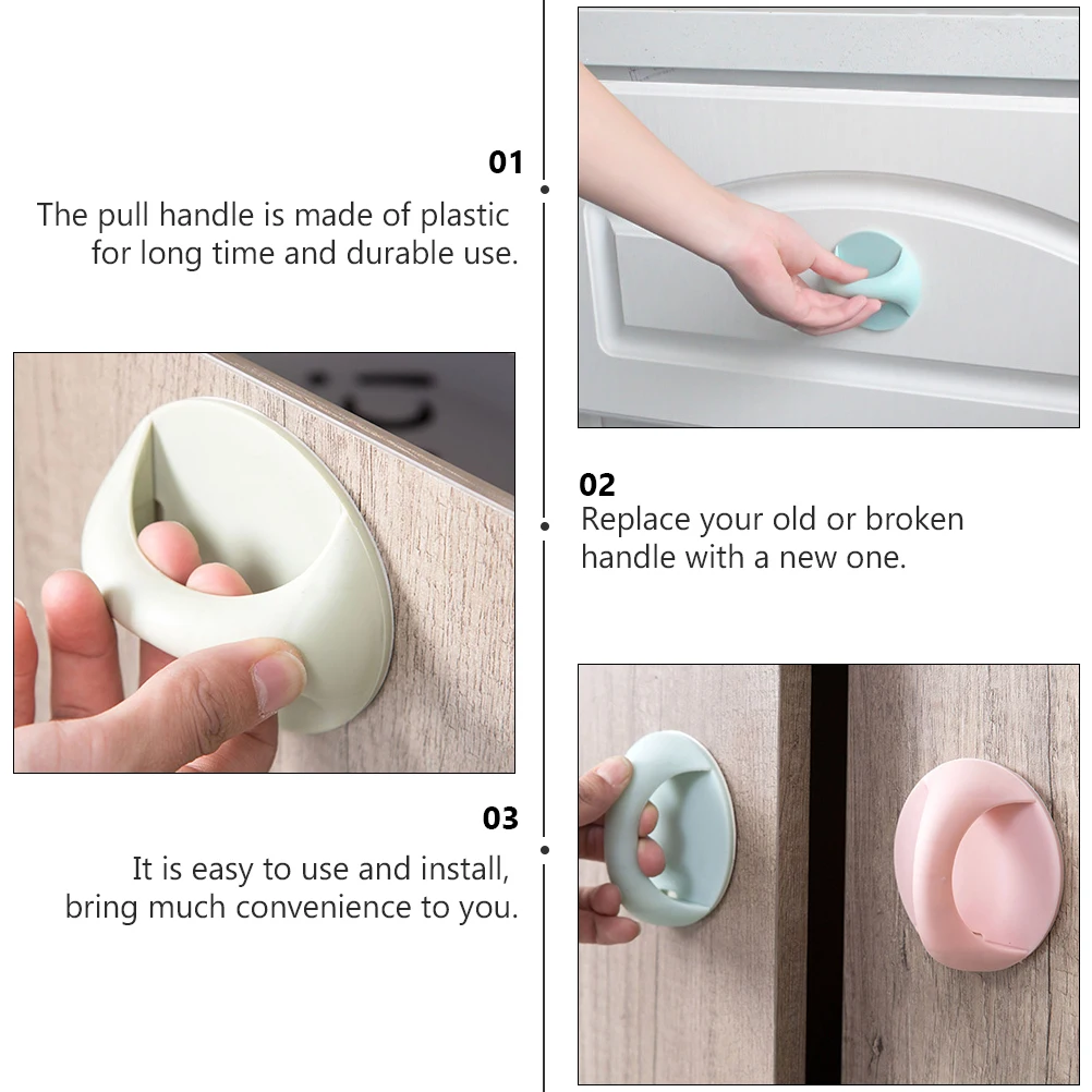 

8 Pcs Plastic Adhesive Door Handles Cabinet Knobs Furniture Accessories Wardrobe Pulls Replacement Easy Install No Drilling