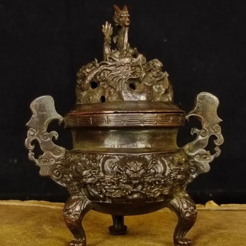 

Antique Retro Chinese Style Jiulongding Kowloon Alchemy Furnace Incense Burner Tower Incense Burner Large and Small Sizes Home T