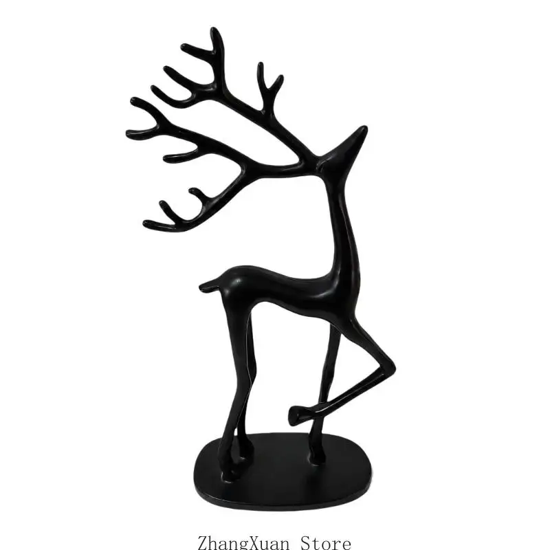 Rentier-Figuren, Hirsch-Skulptur mit Präsentationssockel für weihnachtliche Raumgestaltung, 3 x – Detail 5