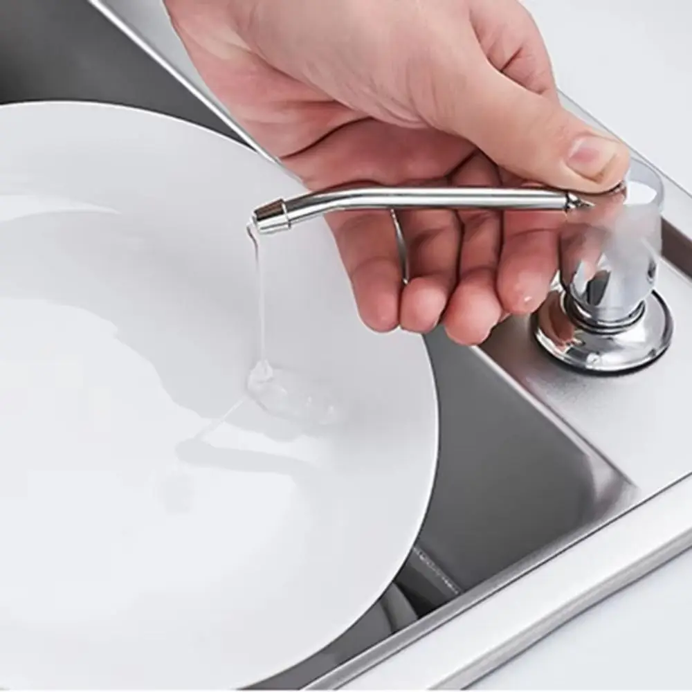 

Brushed Nickel Sink Soap Dispenser Hand Press Head 360° Free Rotation Liquid Soap Dispenser Alkali-resistant Built-in Design