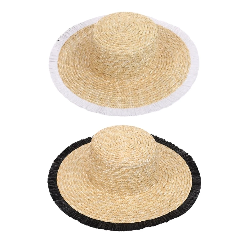 

MXMB Straw Bonnet Hat Handwoven Sunproof Hat Elegant Beachwear Hat Spring Picnics Hat