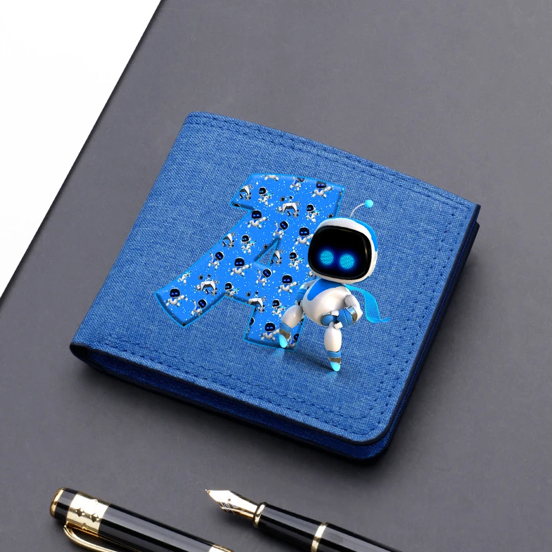 Astro Bot Canvas Wallets Anime Printed Letter Short Buckle Card Holders for Women Men Game Coin Purses Bags Kids Birthday Gift