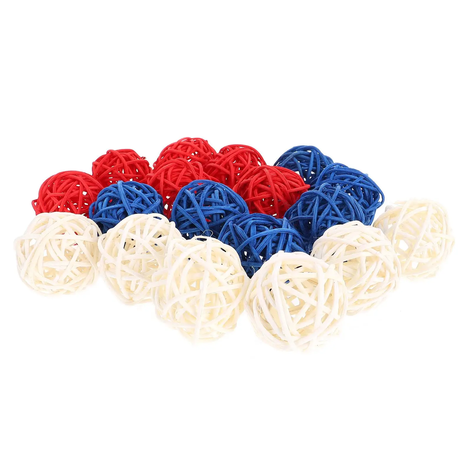 

18 Pcs Red White Blue Rattan Balls Decorative Woven Home Party Patriotic Classic Break Resistance Elegant Style DIY