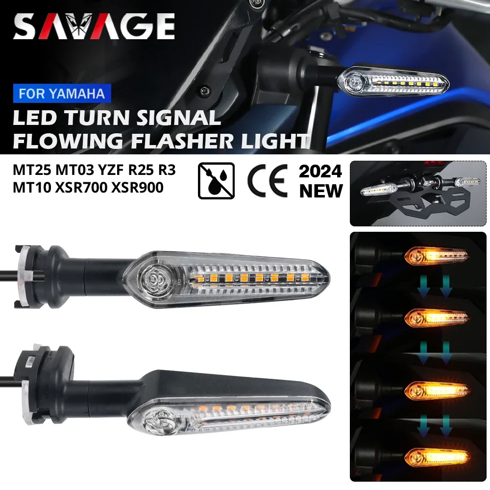 LED Turn Signal Flowing Light For YAMAHA MT03 MT25 MT10/SP YZF R3 XSR 700/900 Motorcycle Flashing Indicator Directional Flasher