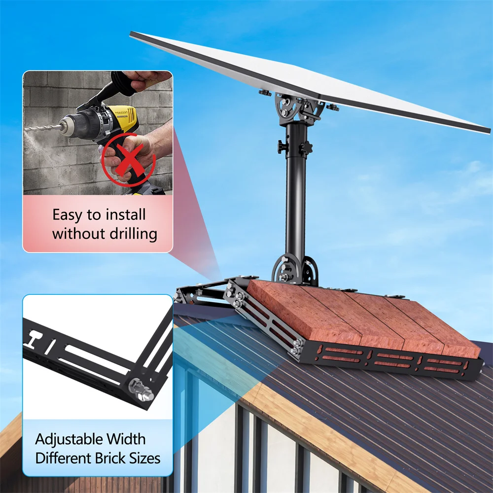 For Starlink Gen3 Roof Ridge Bracket,Adjustable Tilt 160 Degrees and Square Shelf,Internet Satellite Mounting Kit,Starlink GenV3