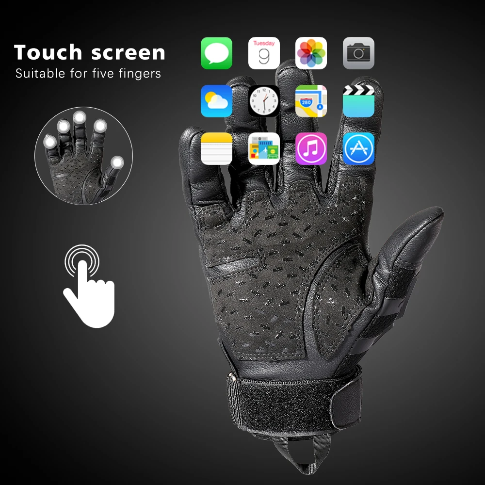 Full Finger Motorcycle Gloves PU Leather Touch Screen Rubber Housing Motocross Cycling Gloves Motorcycle Protective Equipment