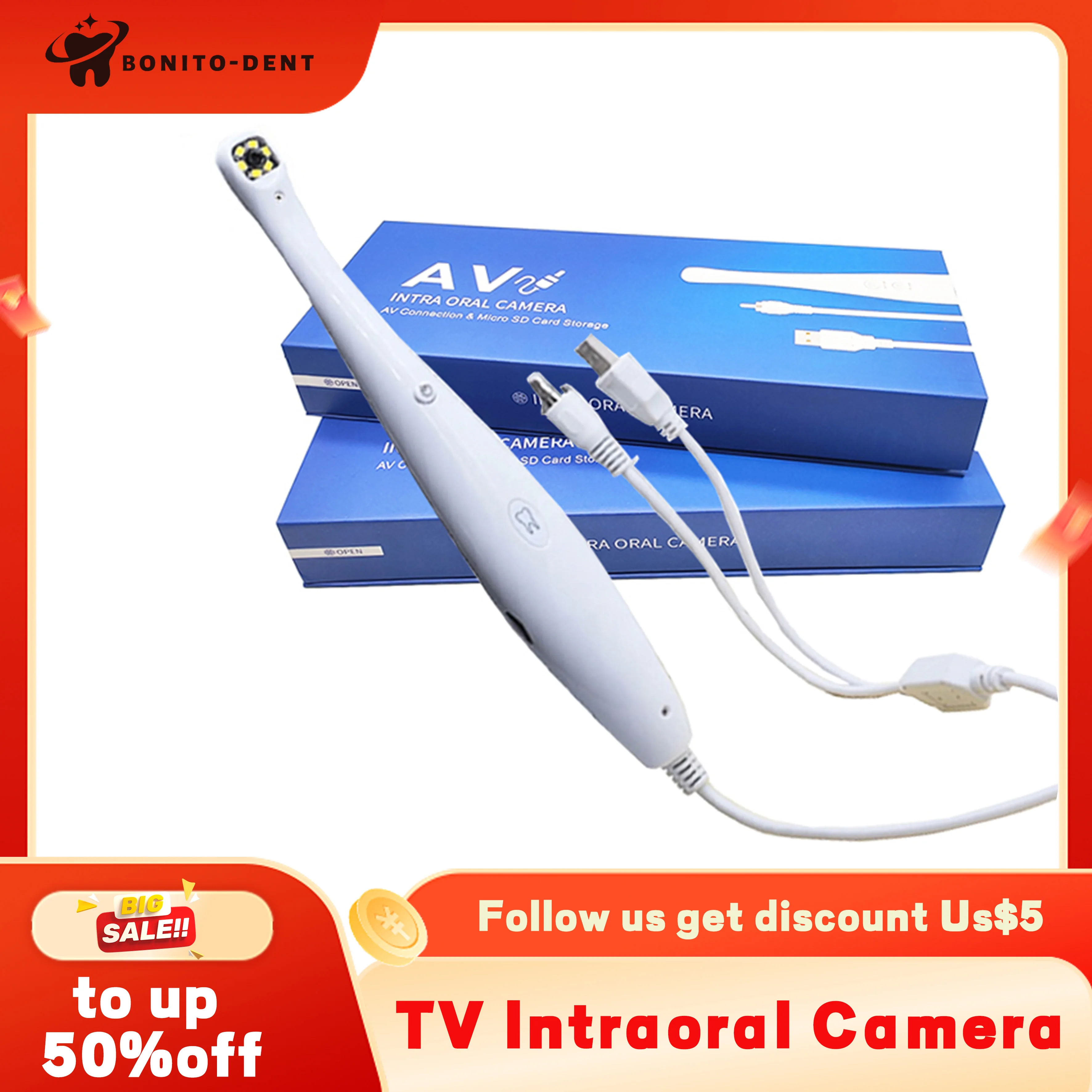 Dental TV Intraoral Camera HD Pixels Endoscope 6 Led Light Oral Camera Teeth Photo Shoot appliance endoscope tool