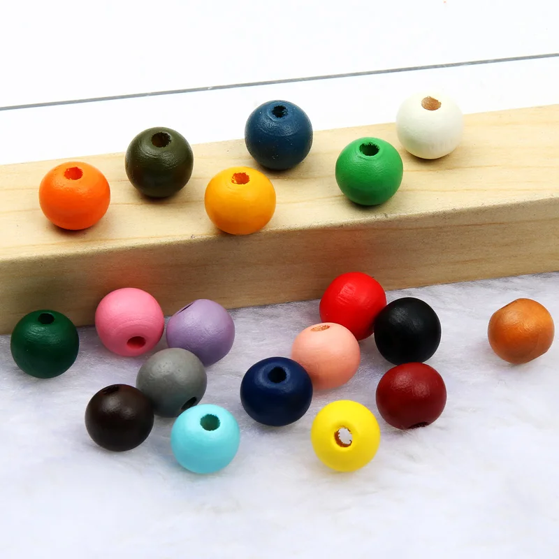 Round Balls To Make Bracelet Natural Wooden Beads 10/15mm 10/50pcs Loose Balls Beads For Jewelry Making DIY Keychain Accessories