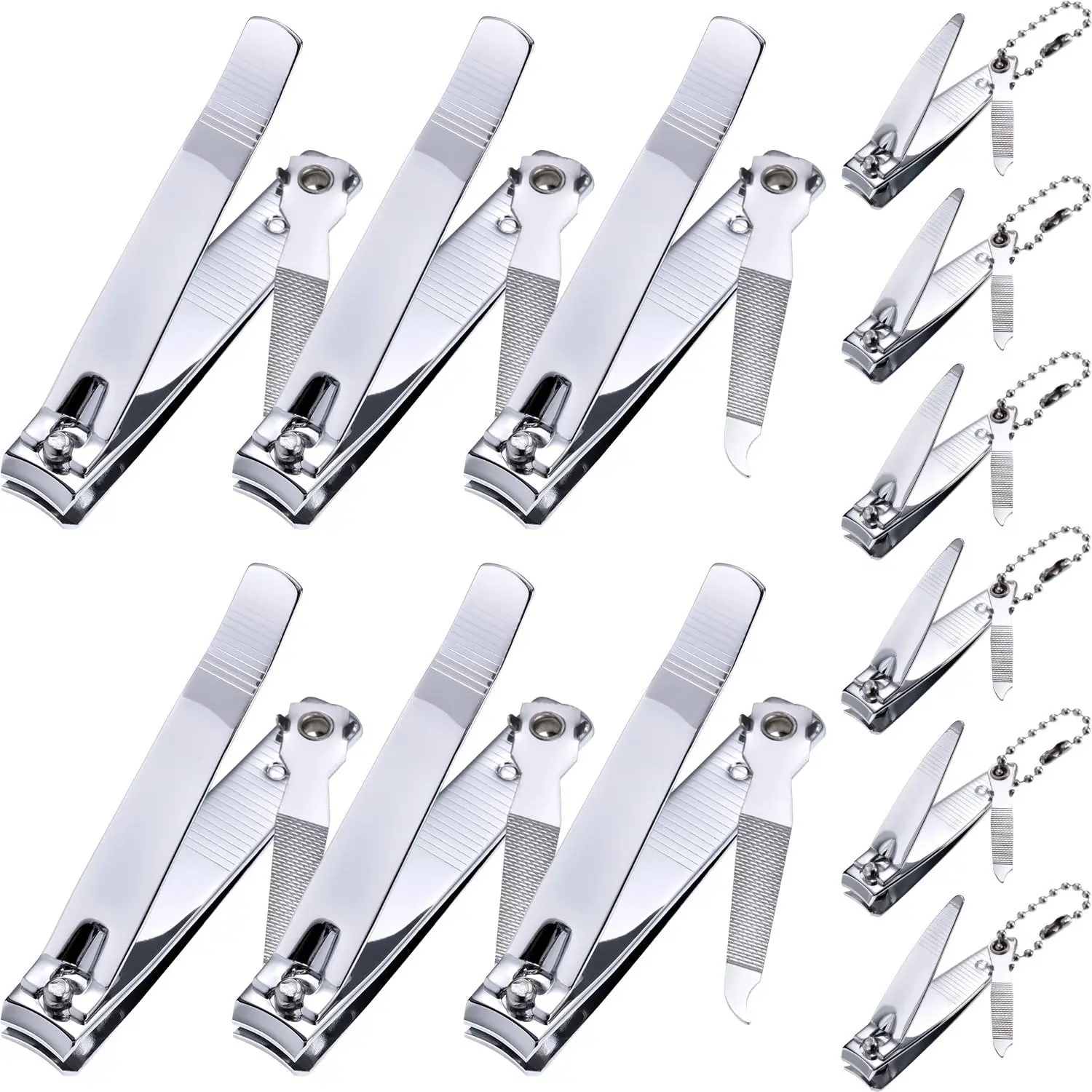 

12-Piece Stainless Steel Nail Clippers Set for Men & Women - Fingernail & Toenail Cutter with Files