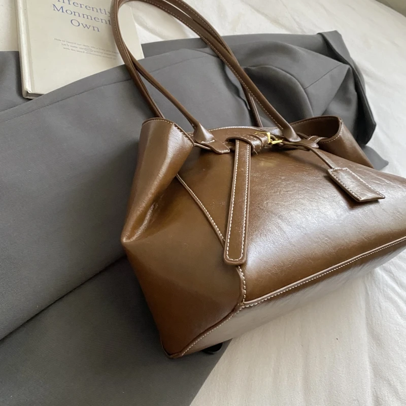 bolsos de lujo mujer marcas famosas bolsos de marcas originales Bolsos de un solo hombro Retro de alta calidad para mujer, bolso de mano de moda de gran capacidad de Color puro de cuero PU, bolsos de diseñador de lujo