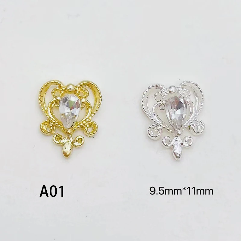 합금 네일 아트 주얼리, 슈퍼 플래시 다이아몬드, 할로우 러브 골드 홀 네일 다이아몬드