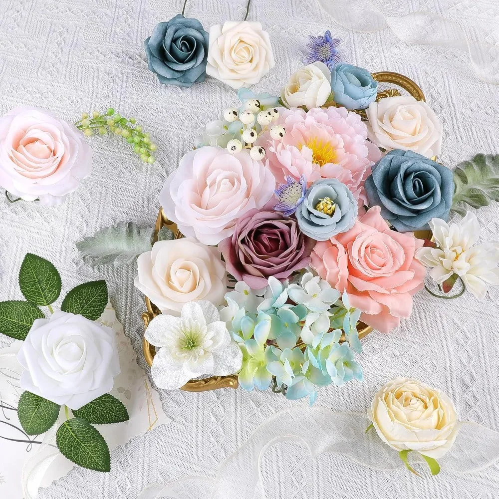 Artificial Flowers Decoration with Flower Stems for Bouquet Wedding Decorations Room Decor Home Decoration Flower Gift Boxes DIY - view 3